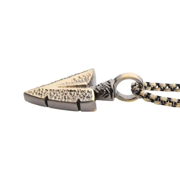 Antiqued Gold IP Arrowhead Pendant with Bold Box Chain Image 3 Morin Jewelers Southbridge, MA