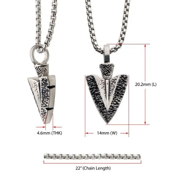 Antiqued Steel Arrowhead Pendant with Bold Box Chain Image 5 Alan Miller Jewelers Oregon, OH