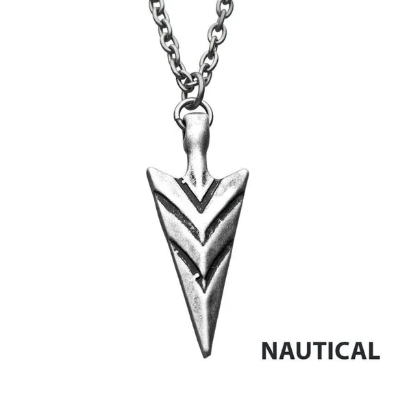 Stainless Steel & Antiqued Finish Arrowhead Pendant with Chain Timmreck & McNicol Jewelers McMinnville, OR