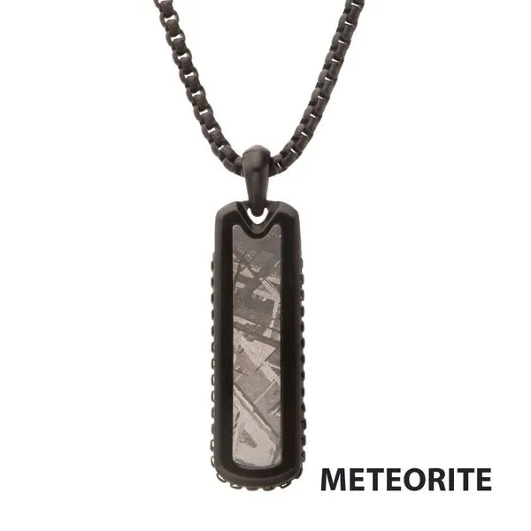 Black IP Steel Meteorite Dog Tag Pendant Rihner's Jewelry Gretna, LA