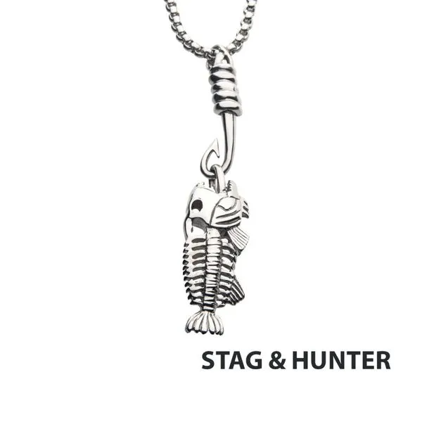 Polished Steel Fishbone Pendant with Hook & Box Chain Timmreck & McNicol Jewelers McMinnville, OR