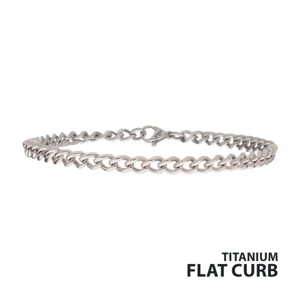 4.35mm Titanium Flat Curb Chain Bracelet Daniel Jewelers Brewster, NY