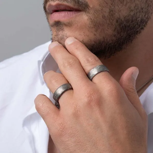 Titanium Beveled Frosted Ring Image 4 Alan Miller Jewelers Oregon, OH