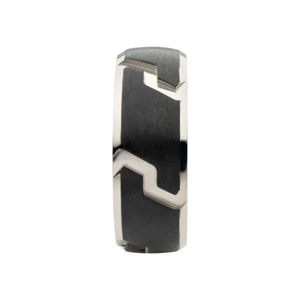Black IP Titanium Tread Pattern Ring with Half Sizes Image 3 Woelk's House of Diamonds Russell, KS