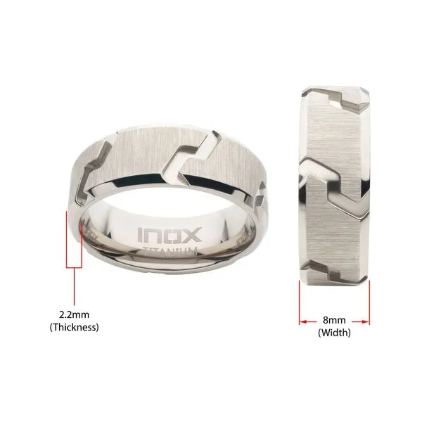 Titanium Tread Pattern Ring with Half Sizes Image 4 Alan Miller Jewelers Oregon, OH