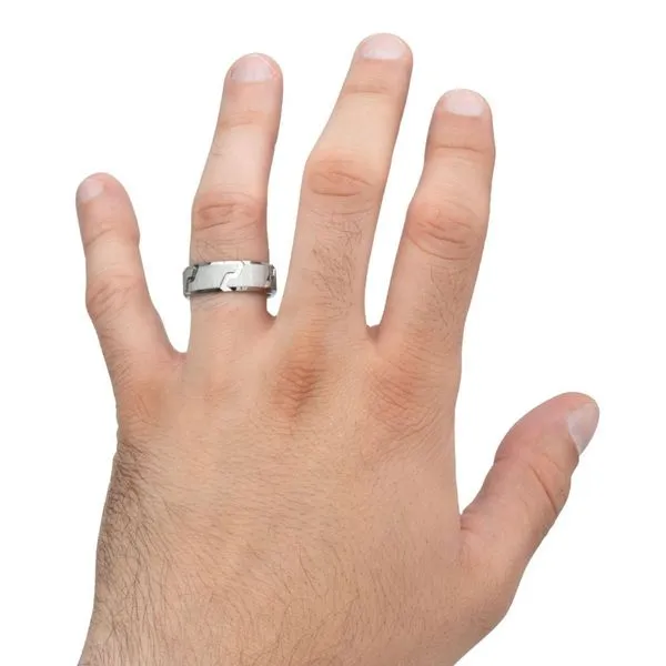Titanium Tread Pattern Ring with Half Sizes Image 5 Valentine's Fine Jewelry Dallas, PA