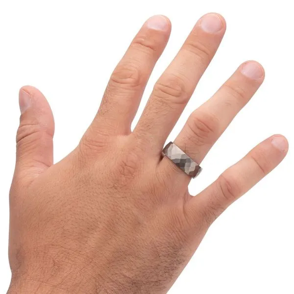 Titanium & Redwood Matte Finish Mosaic Comfort Fit Ring Image 5 Cellini Design Jewelers Orange, CT