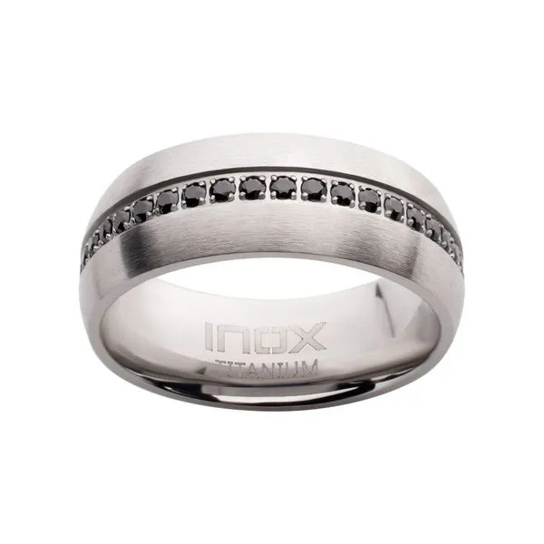 Titanium Prong Set Black Gem Streamline Comfort Fit Ring Image 2 Rihner's Jewelry Gretna, LA