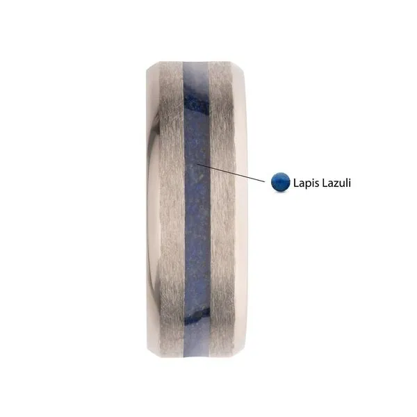 Matte Finish Titanium Lapis Lazuli Stone Inlay Comfort Fit Ring Image 3 Cellini Design Jewelers Orange, CT