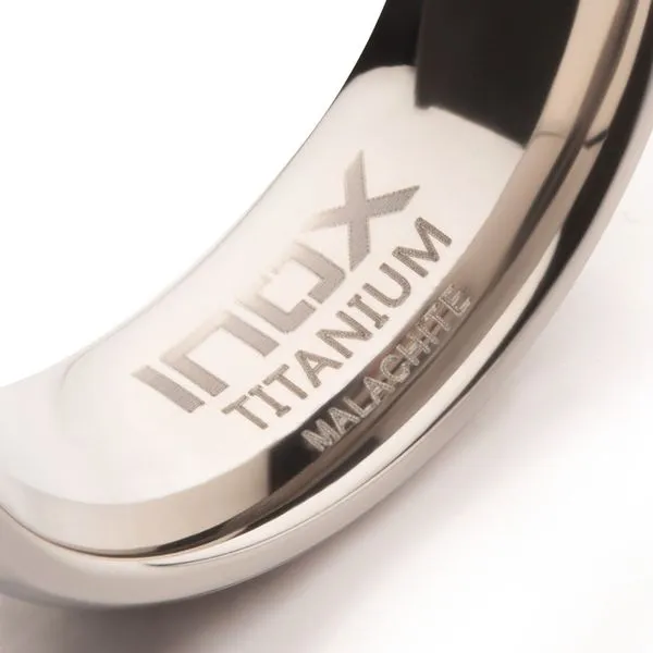 Matte Finish Titanium Malachite Stone Inlay Comfort Fit Ring Image 4 Morin Jewelers Southbridge, MA