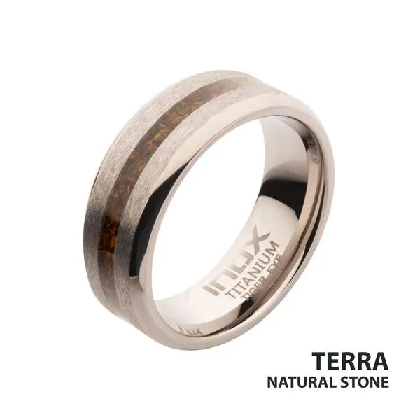Matte Finish Titanium Tiger Eye Stone Inlay Comfort Fit Ring Rihner's Jewelry Gretna, LA