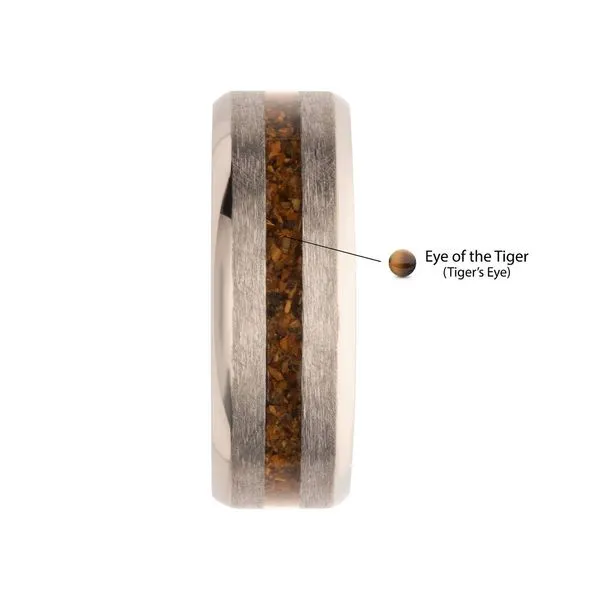 Matte Finish Titanium Tiger Eye Stone Inlay Comfort Fit Ring Image 3 Rihner's Jewelry Gretna, LA