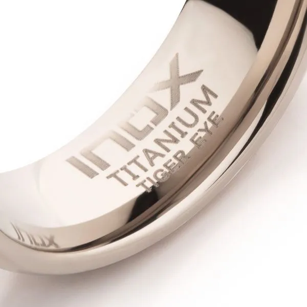 Matte Finish Titanium Tiger Eye Stone Inlay Comfort Fit Ring Image 4 Spath Jewelers Bartow, FL