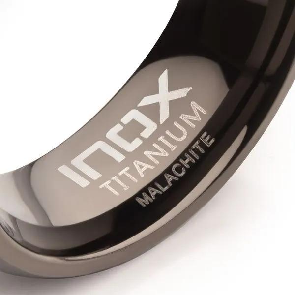 Matte Finish Gun Metal IP Titanium Malachite Stone Inlay Comfort Fit Ring Image 4 Rihner's Jewelry Gretna, LA