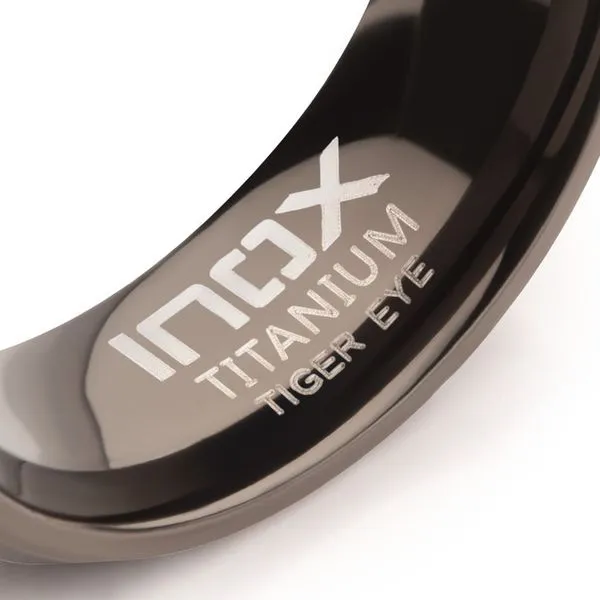 Matte Finish Gun Metal IP Titanium Tiger Eye Stone Inlay Comfort Fit Ring Image 4 Daniel Jewelers Brewster, NY