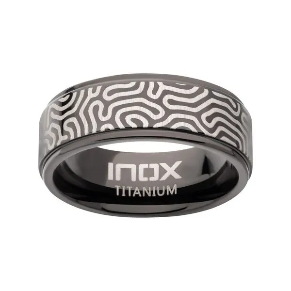 Titanium Black IP with Brain Coral Pattern Comfort Fit Ring Image 2 Timmreck & McNicol Jewelers McMinnville, OR