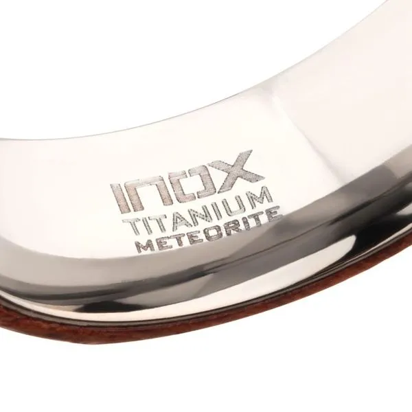 8mm Titanium, Meteorite & Koa Wood Inlay Comfort Fit Ring Image 4 Thomas A. Davis Jewelers Holland, MI