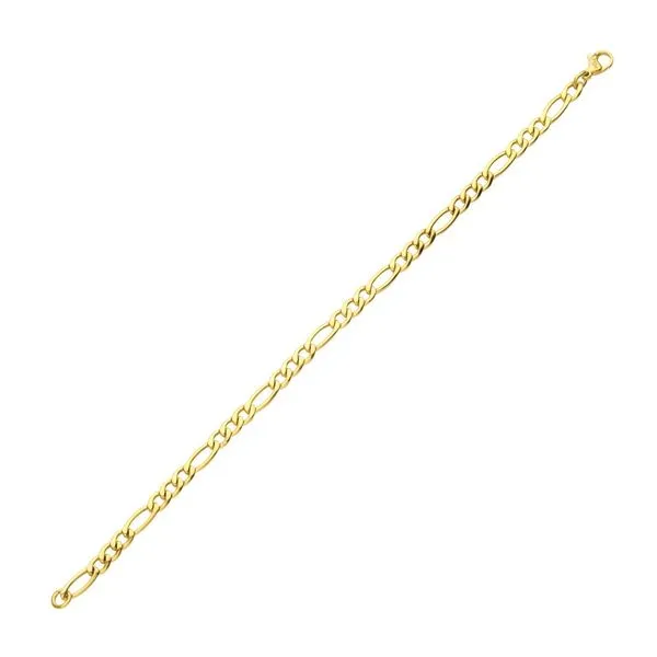 4.7mm 18Kt Gold IP Titanium Figaro Chain Bracelet Image 2 Daniel Jewelers Brewster, NY
