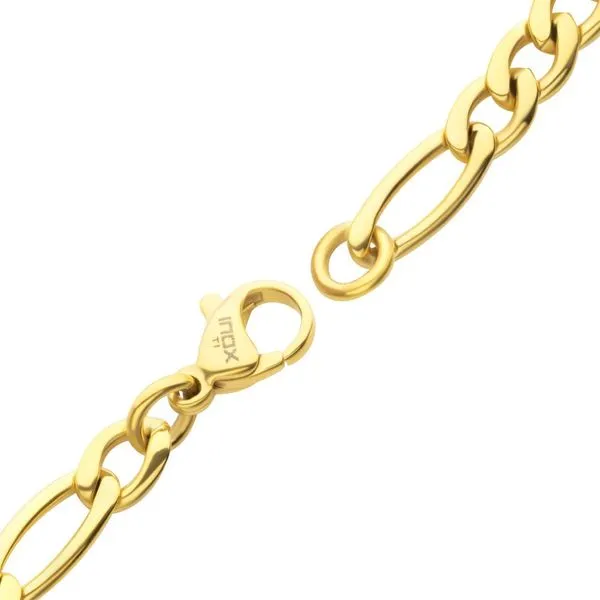 4.7mm 18Kt Gold IP Titanium Figaro Chain Bracelet Image 3 Daniel Jewelers Brewster, NY