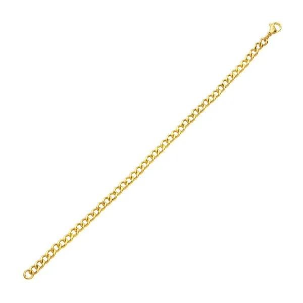 4.35mm 18Kt Gold IP Titanium Flat Curb Chain Bracelet Image 2 Woelk's House of Diamonds Russell, KS