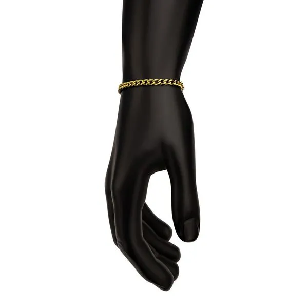 4.35mm 18Kt Gold IP Titanium Flat Curb Chain Bracelet Image 5 Woelk's House of Diamonds Russell, KS