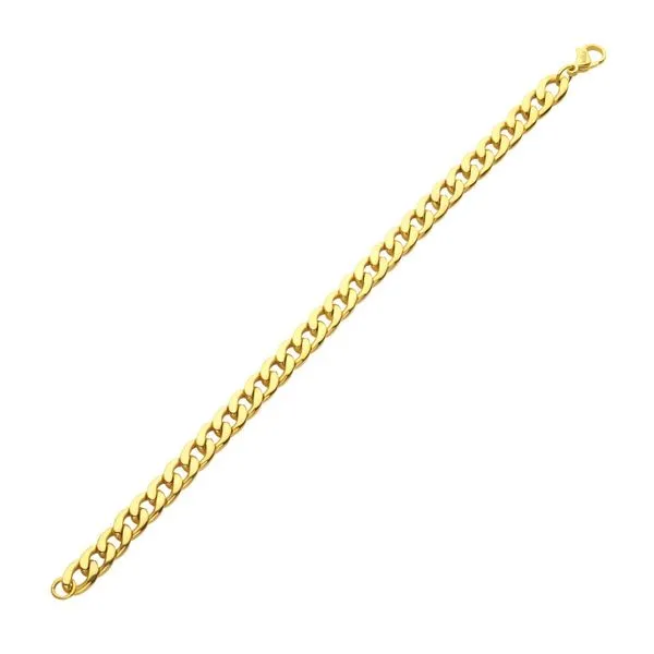 7.4mm 18Kt Gold IP Titanium Curb Chain Bracelet Image 2 Alan Miller Jewelers Oregon, OH