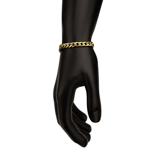 7.4mm 18Kt Gold IP Titanium Curb Chain Bracelet Image 5 Carroll's Jewelers Fort Lauderdale, FL