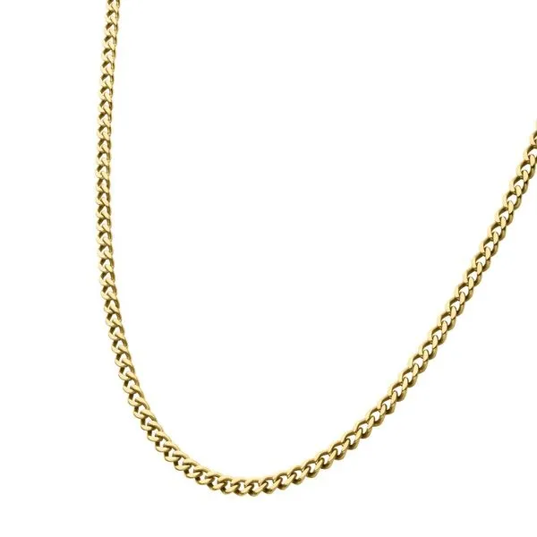 3.5mm 18Kt Gold IP Titanium Flat Curb Chain Necklace Image 3 Carroll's Jewelers Fort Lauderdale, FL