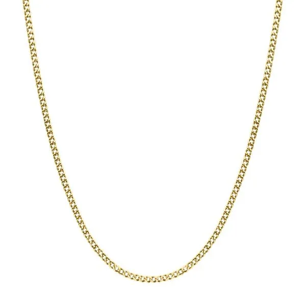3.5mm 18Kt Gold IP Titanium Flat Curb Chain Necklace Image 2 Woelk's House of Diamonds Russell, KS