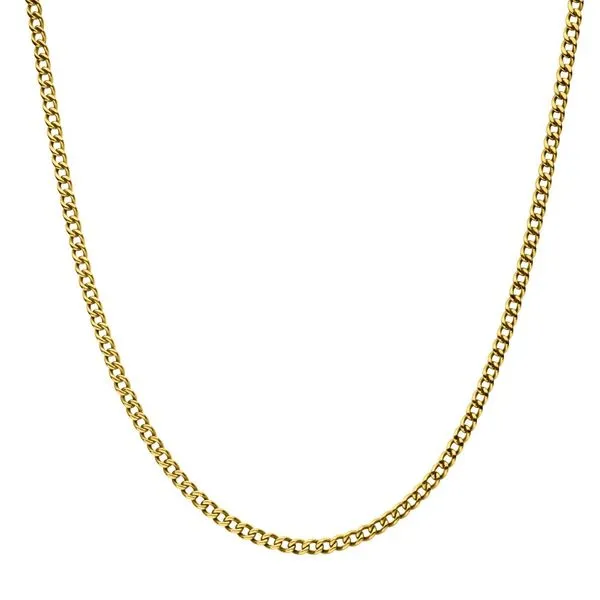 4.35mm 18Kt Gold IP Titanium Flat Curb Chain Necklace Image 2 Alan Miller Jewelers Oregon, OH