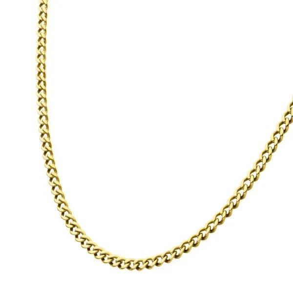 4.35mm 18Kt Gold IP Titanium Flat Curb Chain Necklace Image 3 Alan Miller Jewelers Oregon, OH