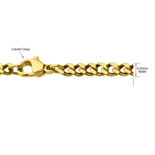 4.35mm 18Kt Gold IP Titanium Flat Curb Chain Necklace Image 4 Alan Miller Jewelers Oregon, OH