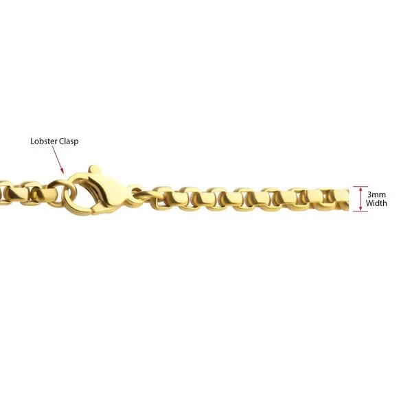 3mm 18Kt Gold IP Titanium Box Chain Necklace Image 4 Woelk's House of Diamonds Russell, KS