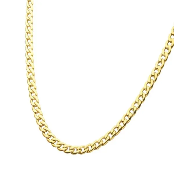 7.4mm 18Kt Gold IP Titanium Curb Chain Necklace Image 3 Thomas A. Davis Jewelers Holland, MI