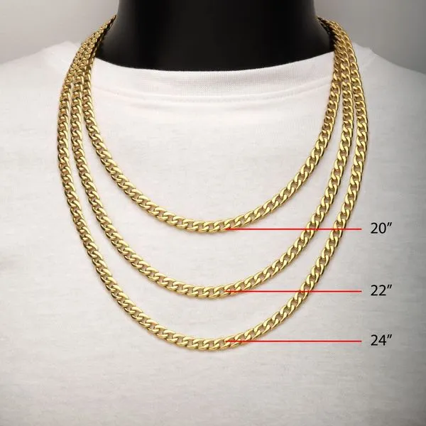 7.4mm 18Kt Gold IP Titanium Curb Chain Necklace Image 5 Valentine's Fine Jewelry Dallas, PA