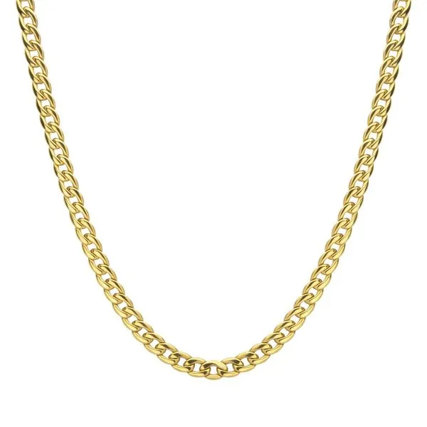 7.4mm 18Kt Gold IP Titanium Curb Chain Necklace Image 2 Thomas A. Davis Jewelers Holland, MI