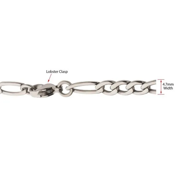 4.7mm Titanium Figaro Chain Necklace with Lobster Clasp Image 4 Daniel Jewelers Brewster, NY