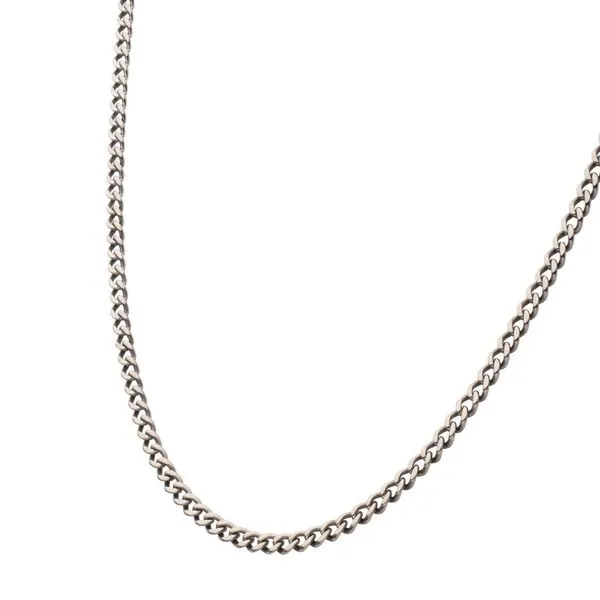 3.5mm Titanium Flat Curb Chain Necklace with Lobster Clasp Image 3 Daniel Jewelers Brewster, NY