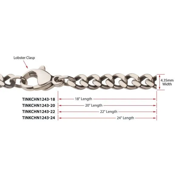 4.35mm Titanium Flat Curb Chain Necklace with Lobster Clasp Image 5 Rihner's Jewelry Gretna, LA