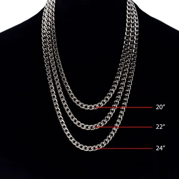 7.4mm Titanium Curb Chain Necklace with Lobster Clasp Image 4 Thomas A. Davis Jewelers Holland, MI