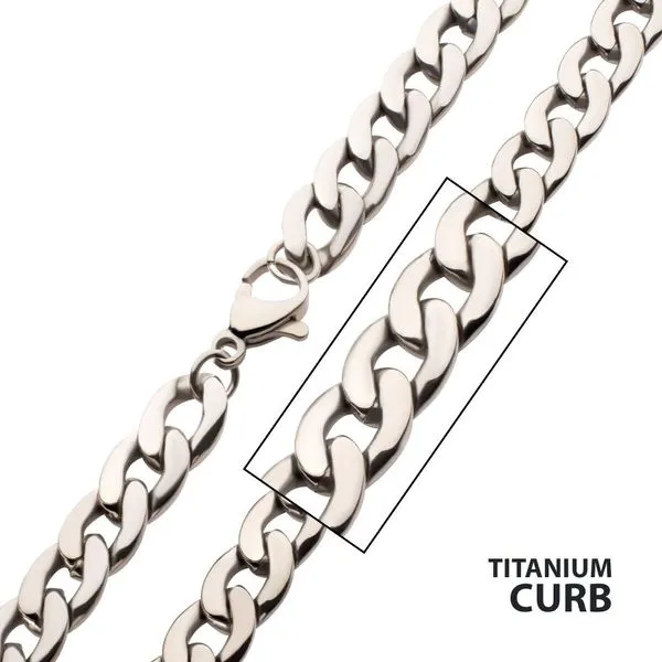 7.4mm Titanium Curb Chain Necklace with Lobster Clasp Rihner's Jewelry Gretna, LA