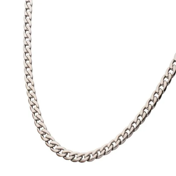 7.4mm Titanium Curb Chain Necklace with Lobster Clasp Image 3 Rihner's Jewelry Gretna, LA