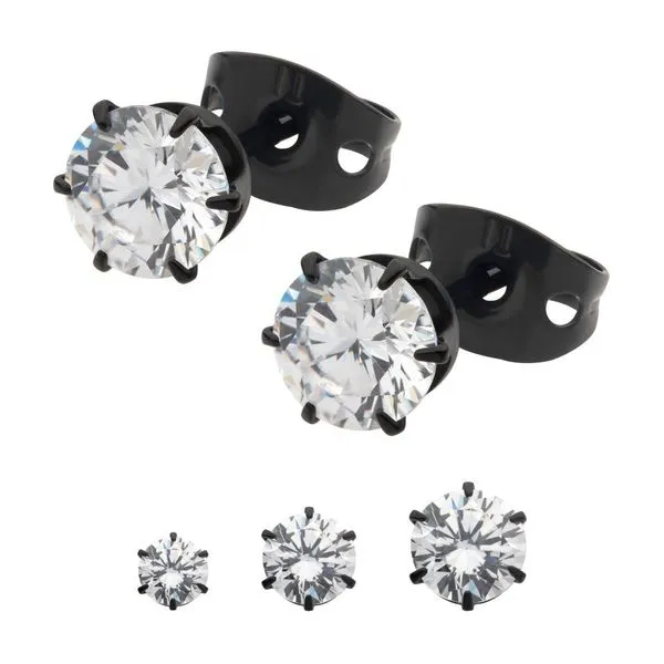 20g Black IP Titanium Post and Butterfly Back with 6-Prong Gem Stud Earrings Morin Jewelers Southbridge, MA