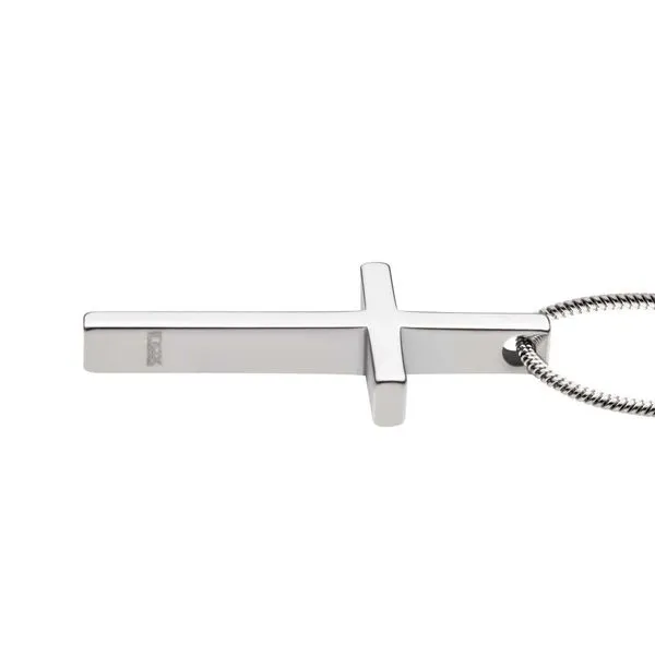 Tungsten Carbide Cross Pendant with Steel Snake Chain Image 3 Rihner's Jewelry Gretna, LA