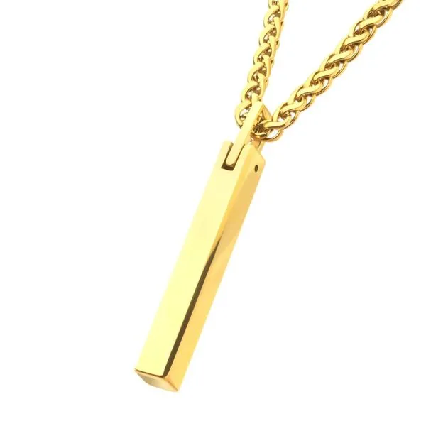 18Kt Gold IP Tungsten Carbide Monolith Engravable Pendant Image 2 Cellini Design Jewelers Orange, CT