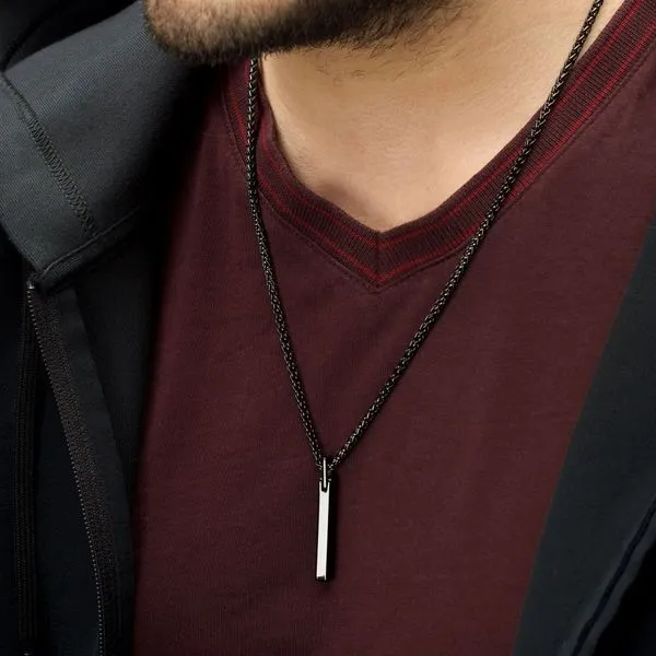 Black IP Tungsten Carbide Monolith Engravable Pendant Image 5 Daniel Jewelers Brewster, NY