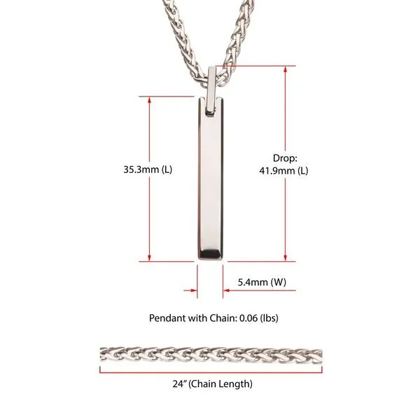 Tungsten Carbide Monolith Engravable Pendant Image 4 Spath Jewelers Bartow, FL