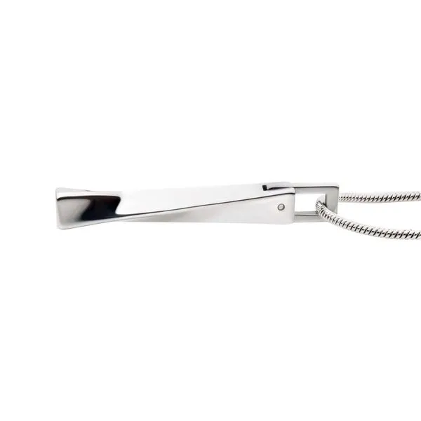 Tungsten Carbide Warped Monolith Pendant with Steel Snake Chain Image 3 Frank's Jewelry, Inc. Graham, NC