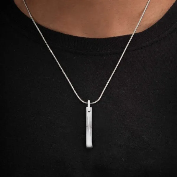 Tungsten Carbide Warped Monolith Pendant with Steel Snake Chain Image 4 Frank's Jewelry, Inc. Graham, NC