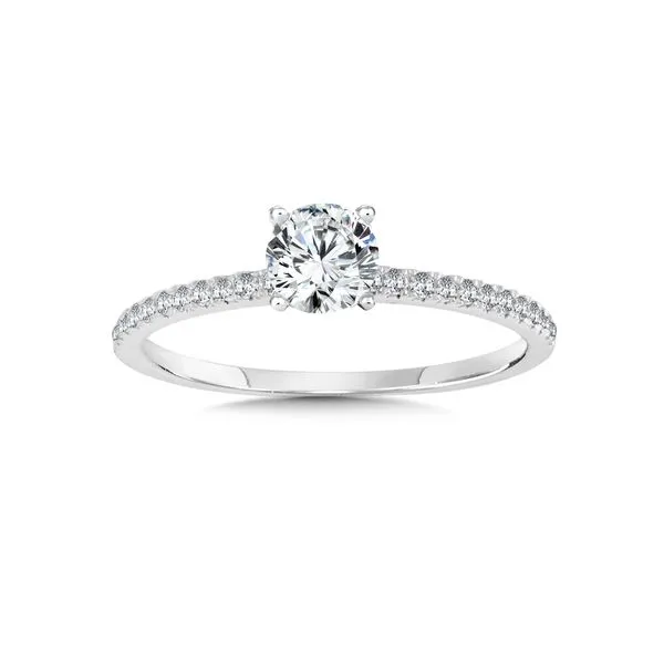 14k White Gold Engagement Ring with French Pave Shank Grayson & Co. Jewelers Iron Mountain, MI